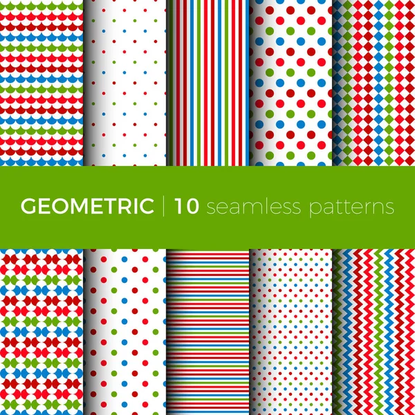 Geometric seamless patterns — Stock Vector