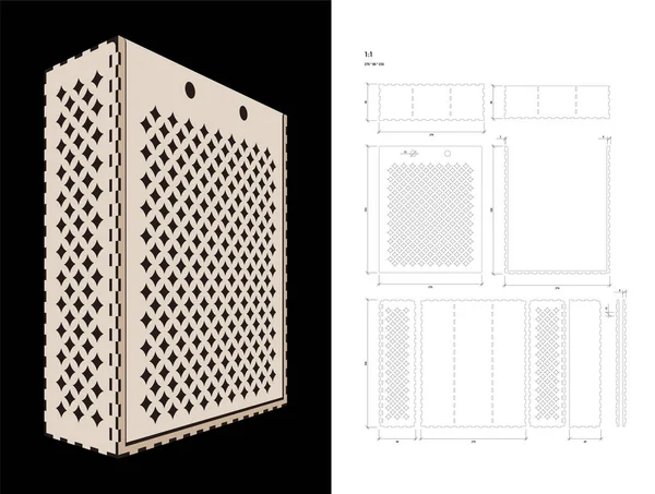 Vorlage für Weinkiste ausgeschnitten — Stockvektor