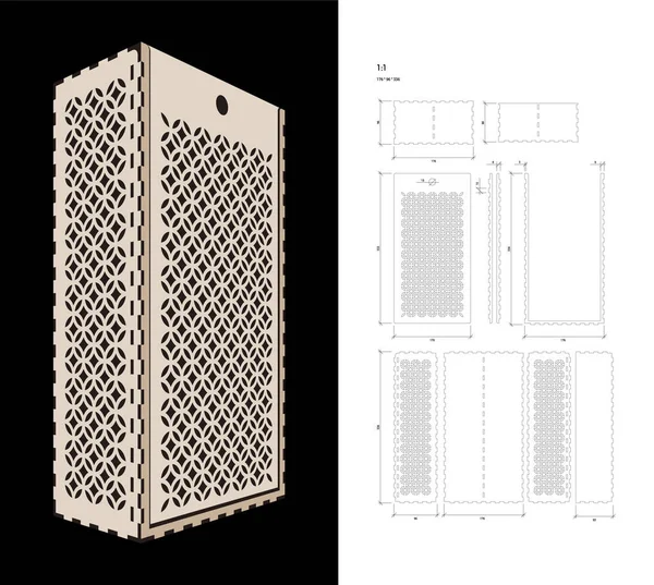 Plantilla recortada para caja de vino — Vector de stock