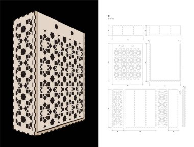 Cut out template for Wine Box vector Cut out template for Wine Box vector