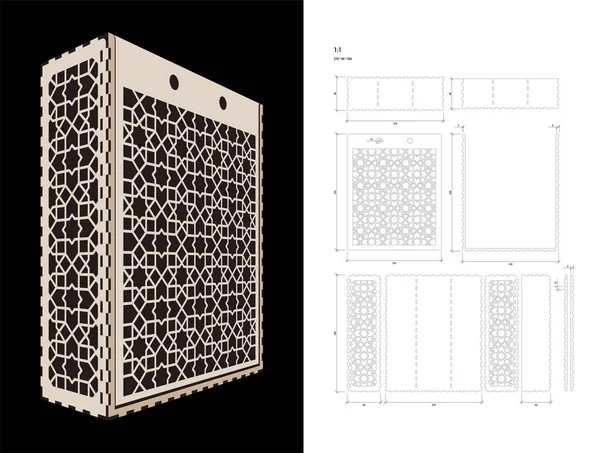 Plantilla recortada para caja de vino — Vector de stock