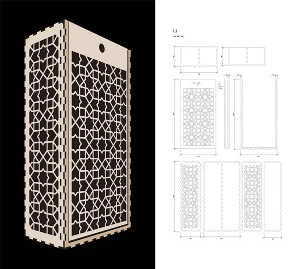 Vystřižené šablony pro víno Box — Stockový vektor