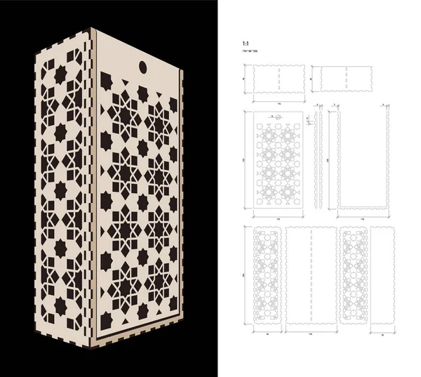 Plantilla recortada para caja de vino — Vector de stock