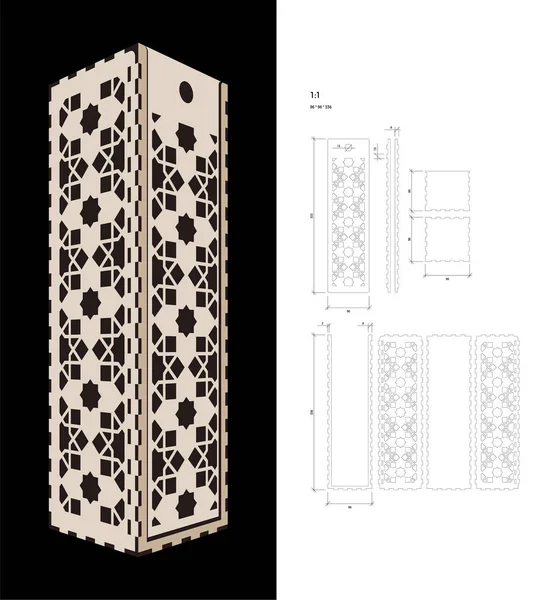 Plantilla recortada para caja de vino — Vector de stock