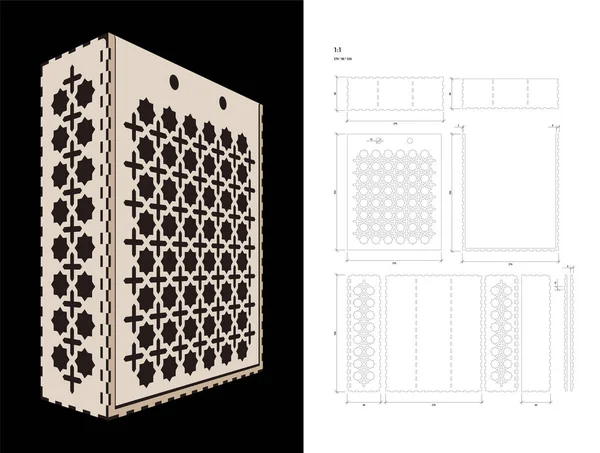 Ritaglia il modello per Wine Box — Vettoriale Stock