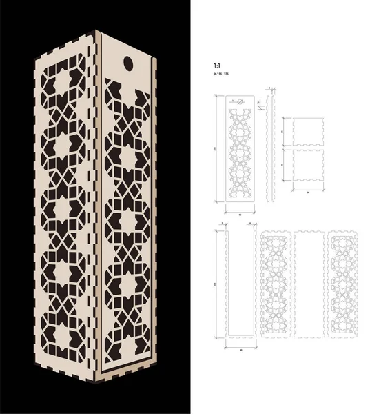 Modelo de corte para caixa de vinho —  Vetores de Stock