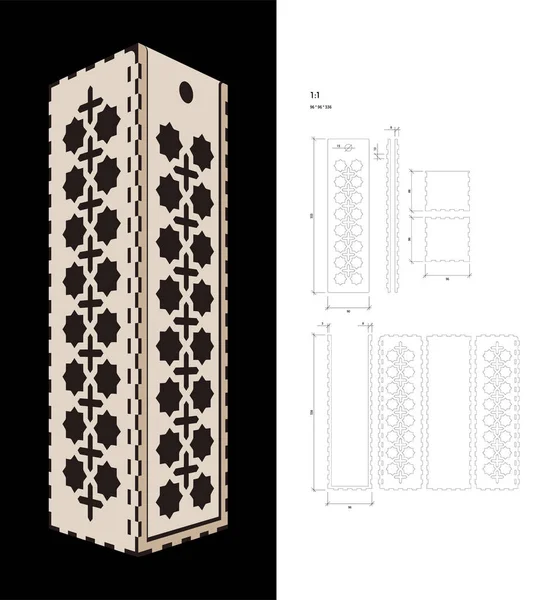 Vystřižené šablony pro víno Box — Stockový vektor