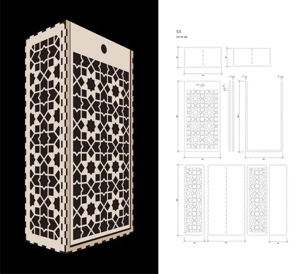 Ritaglia il modello per Wine Box — Vettoriale Stock