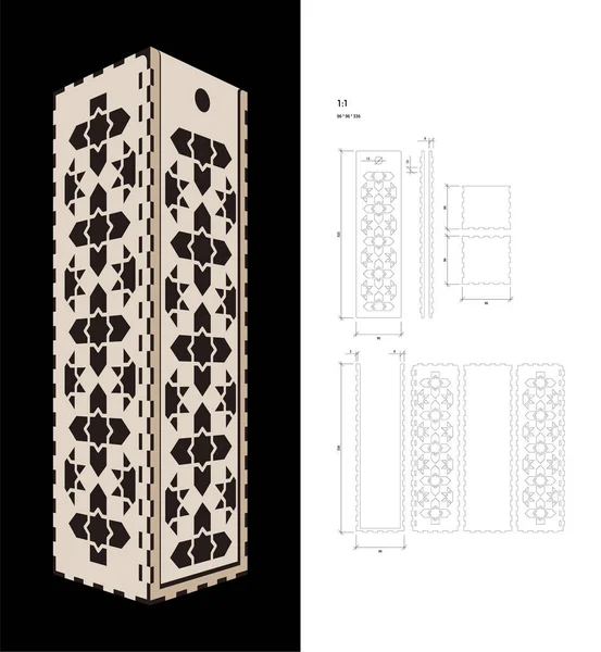 Modelo de corte para caixa de vinho —  Vetores de Stock