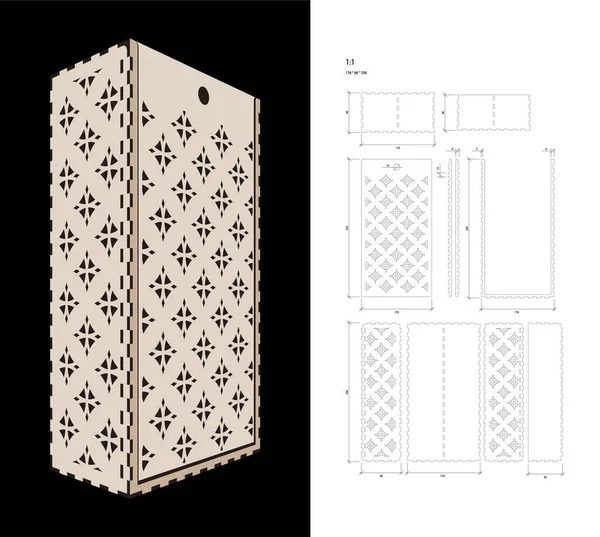 Ritaglia il modello per Wine Box — Vettoriale Stock