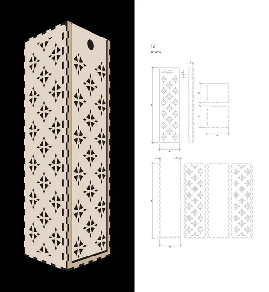Vorlage für Weinkiste ausgeschnitten — Stockvektor