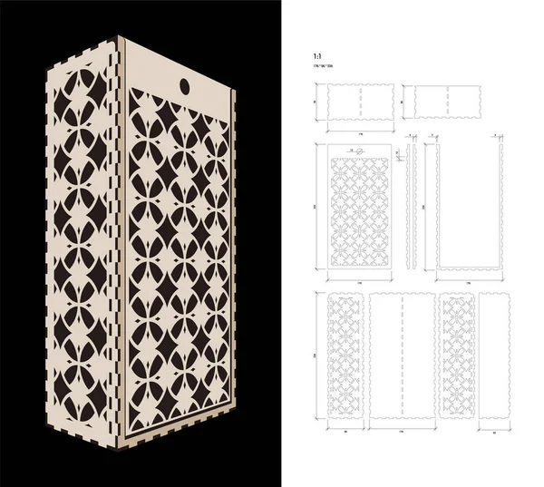 Cut out template for Wine Box — Stock Illustration Cut out template for Wine Box Stock Illustration