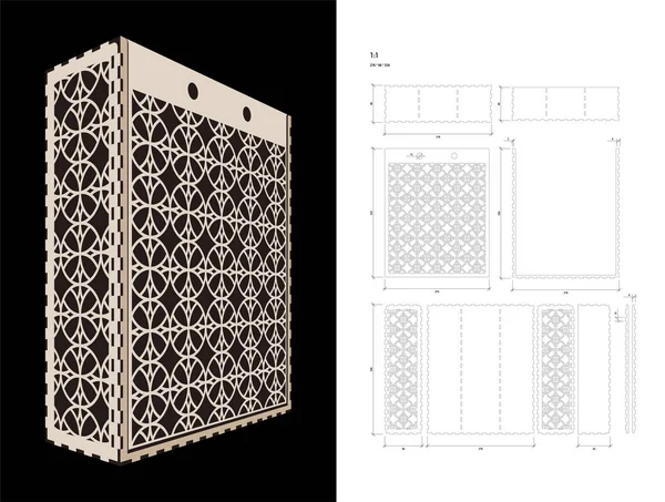 Ritaglia il modello per Wine Box — Vettoriale Stock