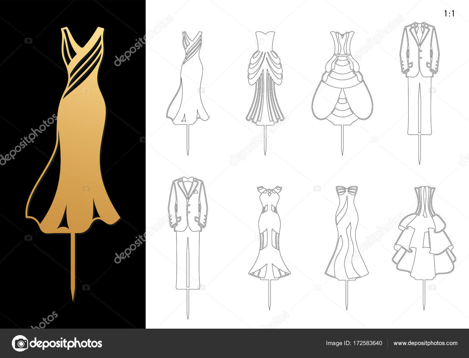 Wedding Cake Topper Stock Vector Midonovatamara 172583640