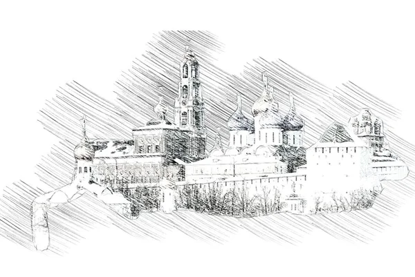 Sergiev Posad el manzarası çizimi