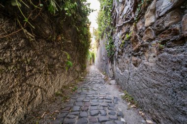 Tipik eski Ligurya sokak boccadasse, çevre Portofino, Genoa, İtalya