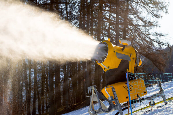 Snow cannon produces artificial snow