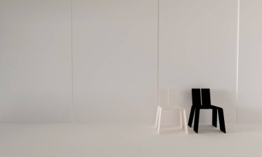 Çatı ve basit salon iç ile uzay-3d render kopyalama