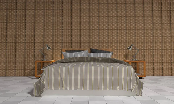 Modern ve çatı katı yatak odası iç-3d render