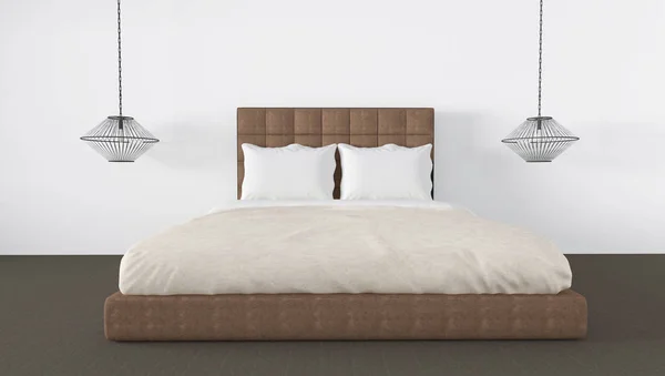 Modern ve çatı katı yatak odası iç-3d render