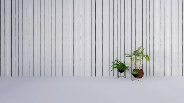 eski duvar dekorasyonu ile yeşil bitki vazo-3D render