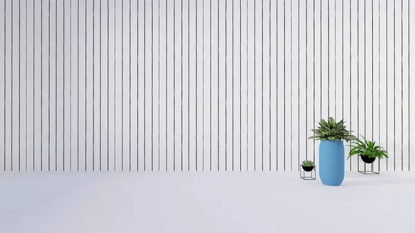 eski duvar dekorasyonu ile yeşil bitki vazo-3D render