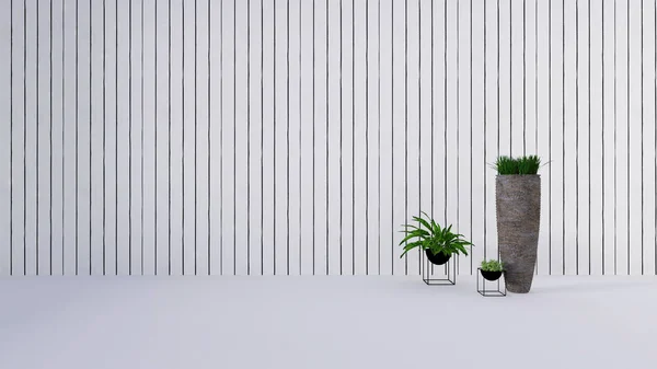 eski duvar dekorasyonu ile yeşil bitki vazo-3D render