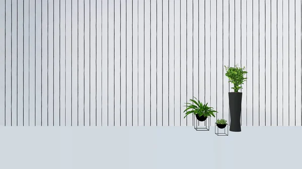 eski duvar dekorasyonu ile yeşil bitki vazo-3D render