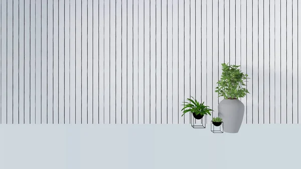old wall decor with green plant in vase-3D render