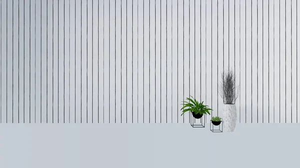 Vecchio arredamento da parete con pianta verde in vaso-rendering 3D — Foto Stock