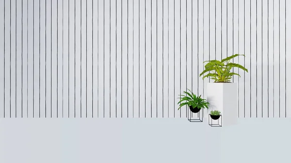 Vecchio arredamento da parete con pianta verde in vaso-rendering 3D — Foto Stock