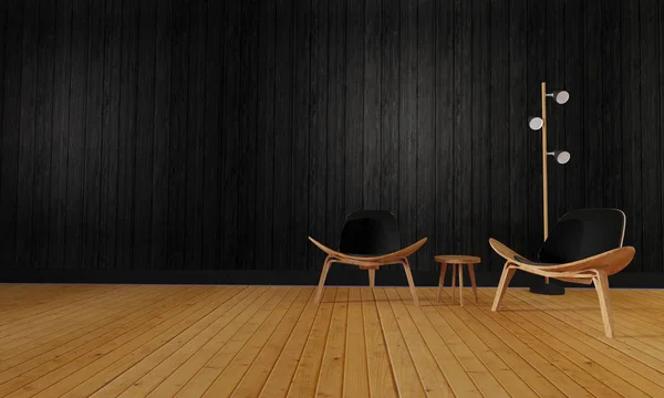 Loft and simple living room with chair and wall background-3d re