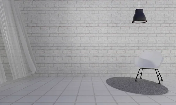 Loft és egyszerű nappali szék és a fal háttér-3d-re — Stock Fotó