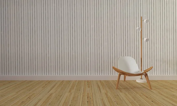 Loft e semplice soggiorno con sedia e parete di sfondo-3d re — Foto Stock