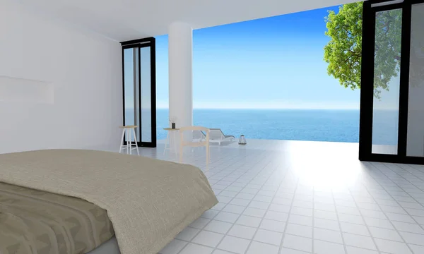 The modern bedroom with sea view interior for vacation and summe Royalty Free Stock Images