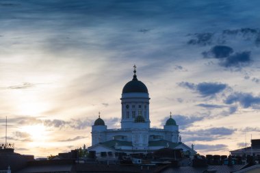 Helsinki Katedrali, Finlandiya, günbatımı