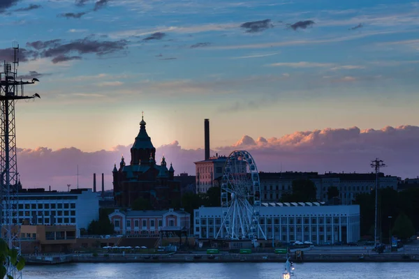 Uspenski katedrális, Helsinki naplemente — Stock Fotó