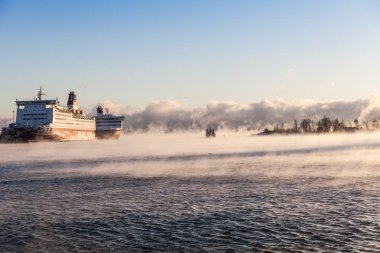 Helsinki kış, gemiler ve buz, dolgu 