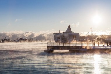 Helsinki kış, gemiler ve buz, dolgu 
