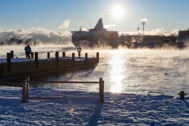 Helsinki kış, gemiler ve buz, dolgu 