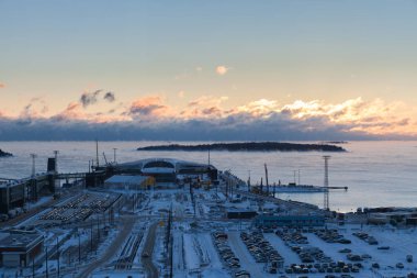 Helsinki kış, gemiler ve buz, dolgu 
