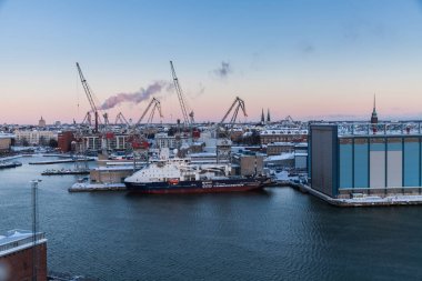 Helsinki kış, gemiler ve buz, dolgu 