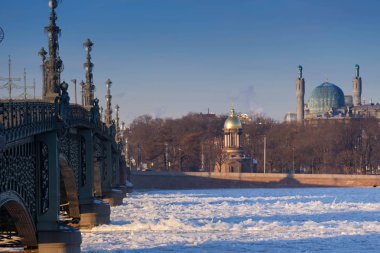 Saint Petersburg, Rusya. Neva Nehri. Kış.
