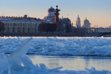 Saint Petersburg, Rusya. Neva Nehri. Kış.