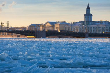 Saint Petersburg, Rusya. Neva Nehri. Kış.