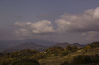 Kakheti manzarası, sonbaharda Alazani Vadisi manzarası, Gürcistan