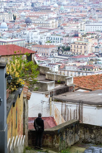 Vista Ciudad Nápoles Desde Las Antiguas Escaleras Ciudad Nápoles Llamada — Foto de Stock