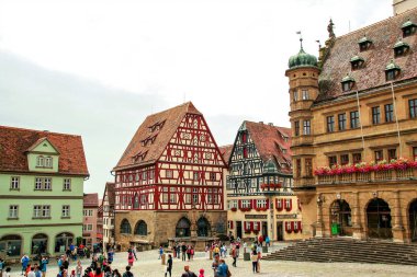 Rotheburg ob der Tauber, 08/07/2016 üzerinde-ortaçağ şehir Rothenburg ob der Tauber, yolda romantik, Bavyera, Almanya