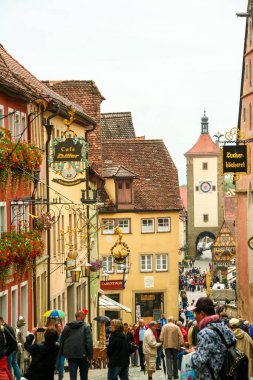 Rotheburg ob der Tauber, 08/07/2016 üzerinde-ortaçağ şehir Rothenburg ob der Tauber, yolda romantik, Bavyera, Almanya