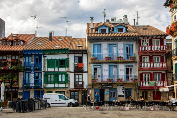 Colorful facades at Hondarribia — Stock Photo, Image